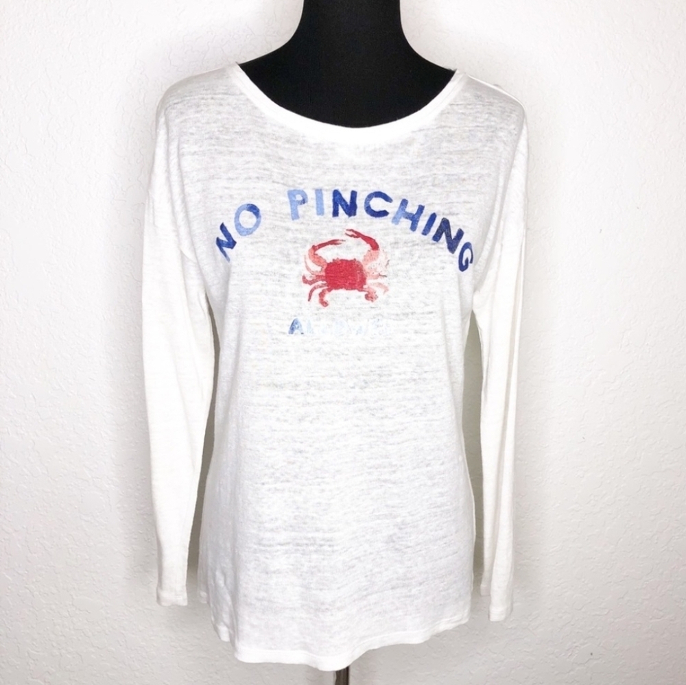 Talbots white linen No Pinching Allowed crab top size Medium Petite